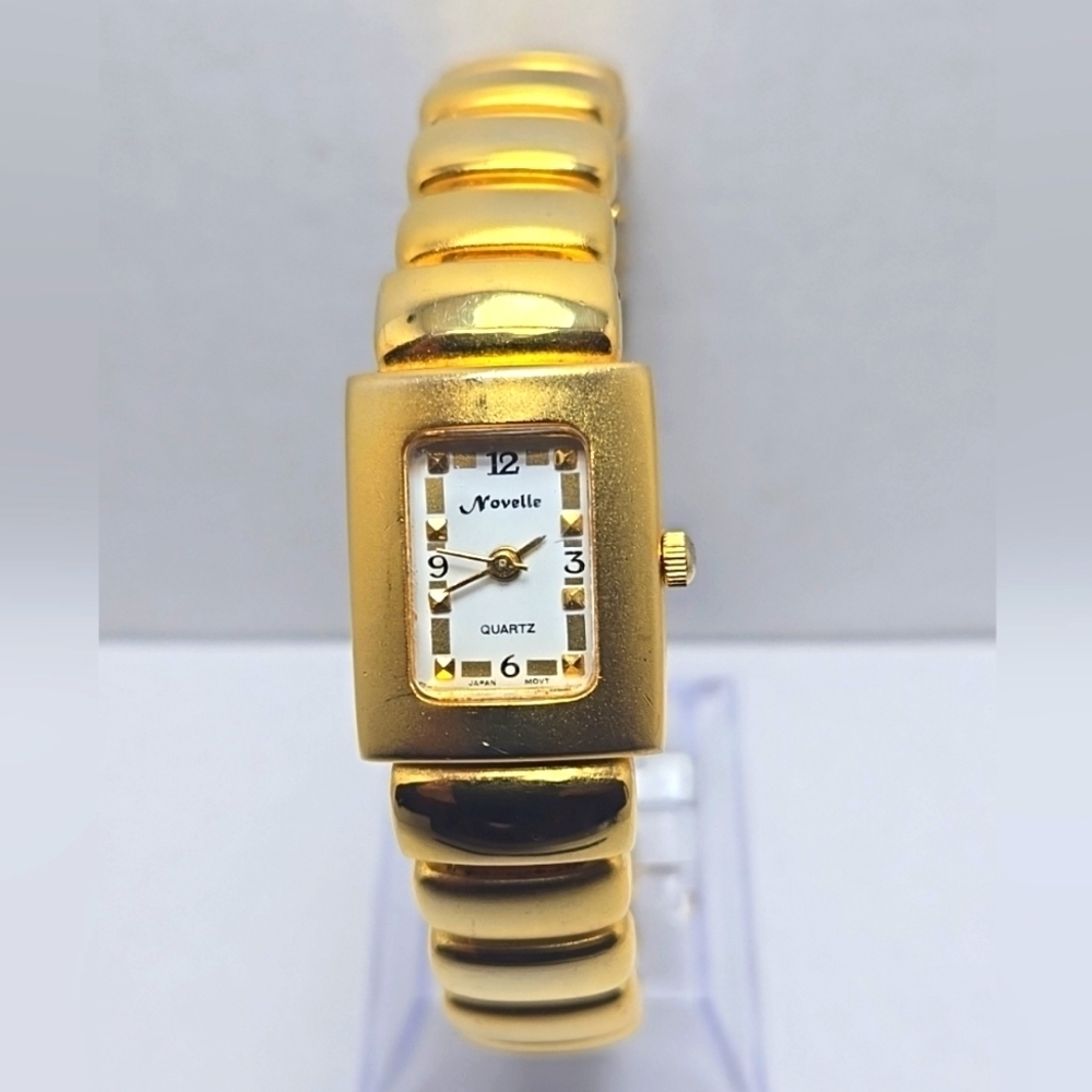 Womens Vintage Novelle Tank Watch Gold Tone Bracelet Art Deco Retro New Battery